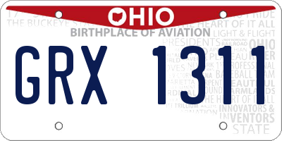 OH license plate GRX1311