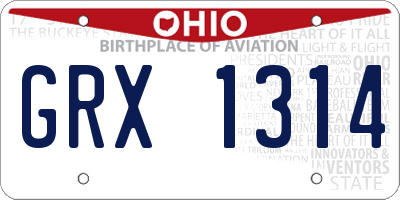 OH license plate GRX1314