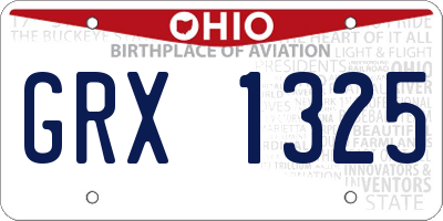 OH license plate GRX1325