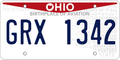 OH license plate GRX1342