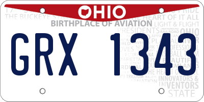 OH license plate GRX1343