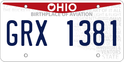 OH license plate GRX1381