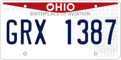OH license plate GRX1387