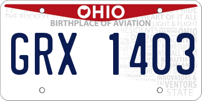 OH license plate GRX1403