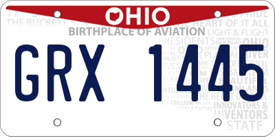 OH license plate GRX1445
