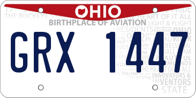 OH license plate GRX1447
