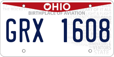 OH license plate GRX1608