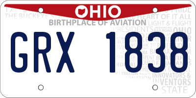 OH license plate GRX1838