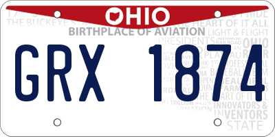OH license plate GRX1874