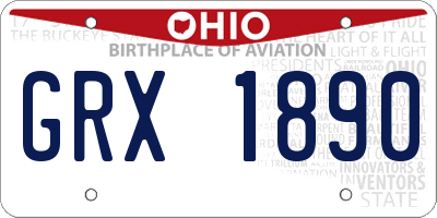 OH license plate GRX1890