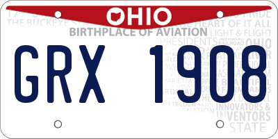 OH license plate GRX1908