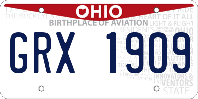 OH license plate GRX1909