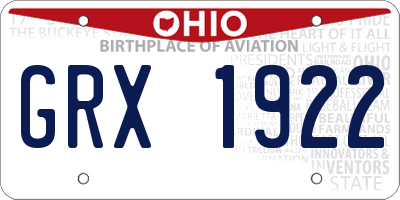 OH license plate GRX1922