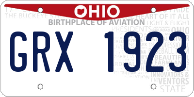 OH license plate GRX1923
