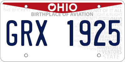 OH license plate GRX1925
