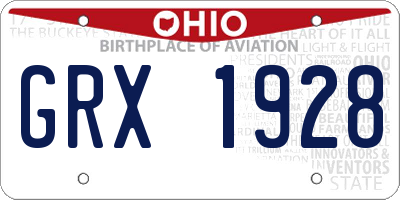 OH license plate GRX1928