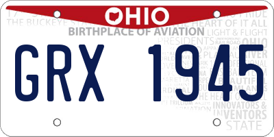 OH license plate GRX1945