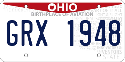 OH license plate GRX1948