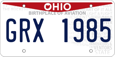 OH license plate GRX1985