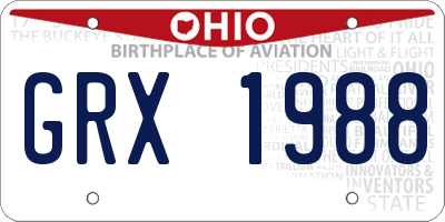 OH license plate GRX1988