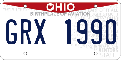 OH license plate GRX1990
