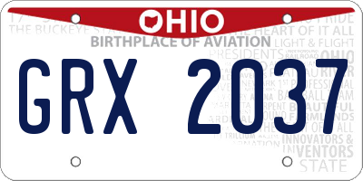 OH license plate GRX2037