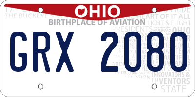 OH license plate GRX2080