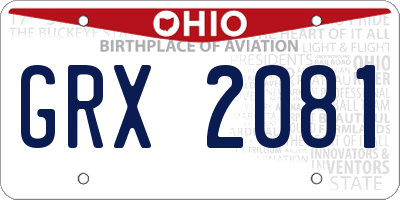 OH license plate GRX2081