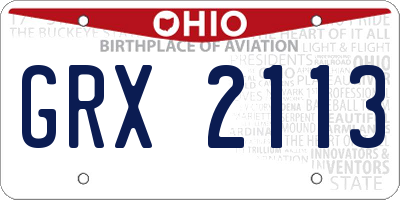 OH license plate GRX2113