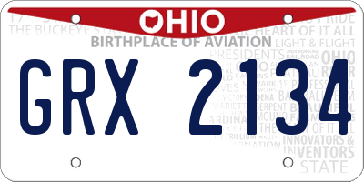 OH license plate GRX2134