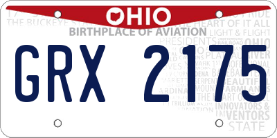 OH license plate GRX2175