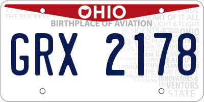 OH license plate GRX2178