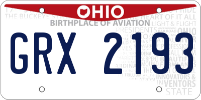 OH license plate GRX2193