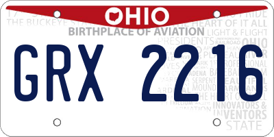 OH license plate GRX2216