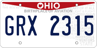 OH license plate GRX2315