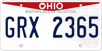 OH license plate GRX2365