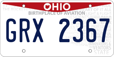 OH license plate GRX2367