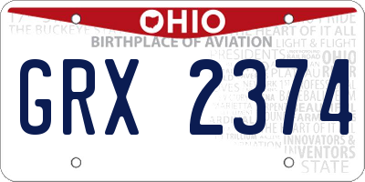 OH license plate GRX2374