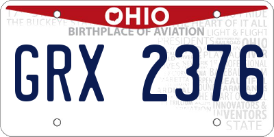 OH license plate GRX2376