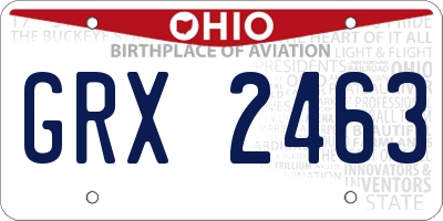 OH license plate GRX2463