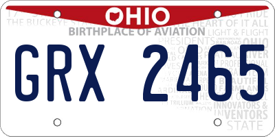 OH license plate GRX2465