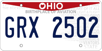 OH license plate GRX2502