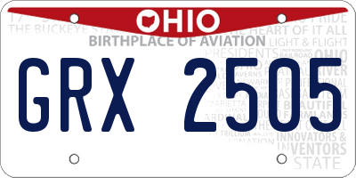 OH license plate GRX2505