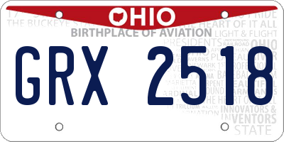 OH license plate GRX2518