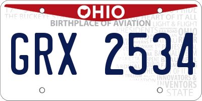 OH license plate GRX2534