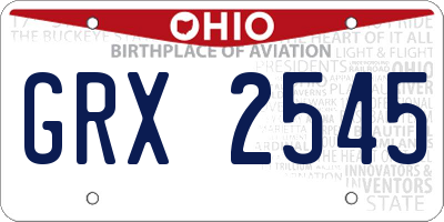 OH license plate GRX2545
