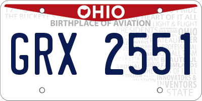 OH license plate GRX2551