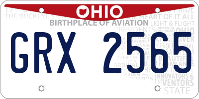 OH license plate GRX2565