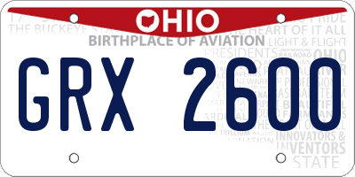 OH license plate GRX2600