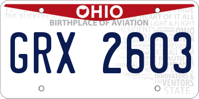 OH license plate GRX2603